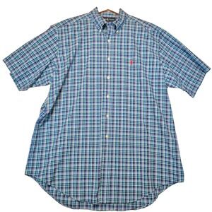 Ralph Lauren Classic Fit XL Plaid Short Sleeve Button Down Shirt Grandpacore Dad